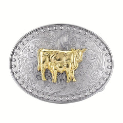 Men's Carved Retro Button Western Cowboy Belt Buckle