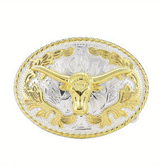 Men's Carved Retro Button Western Cowboy Belt Buckle
