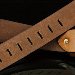 Plaid Leather Belt for Men Pin Buckle Casual Business