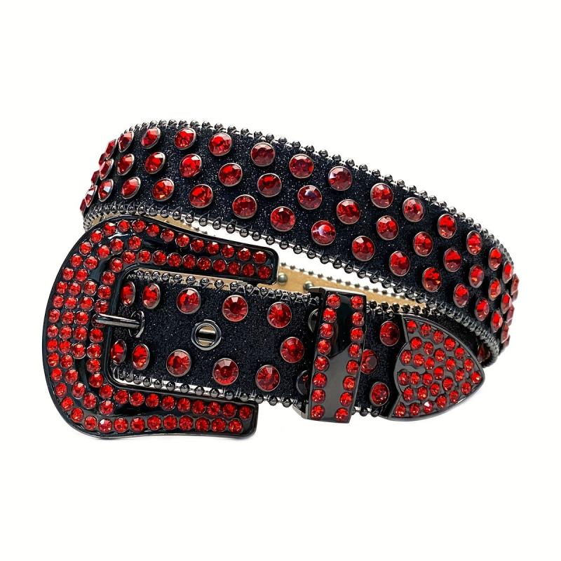Y2K Style Bling Studded Rhinestone Belt For Men