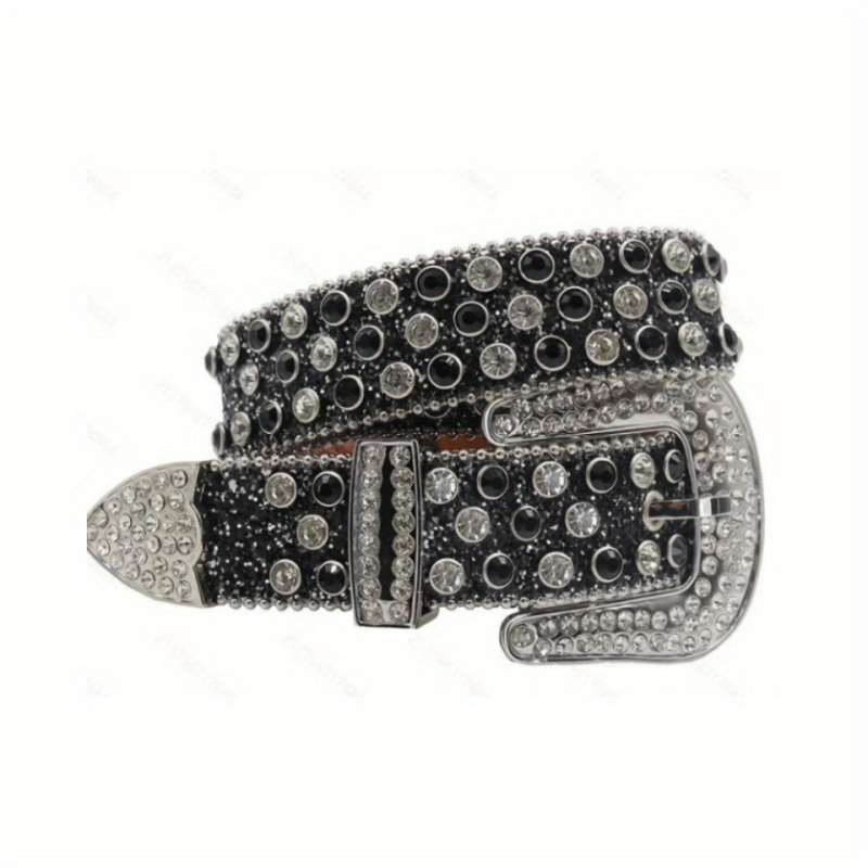 Men's Water Drill Leather Belt Needle Buckle Inlaid Waist Belt