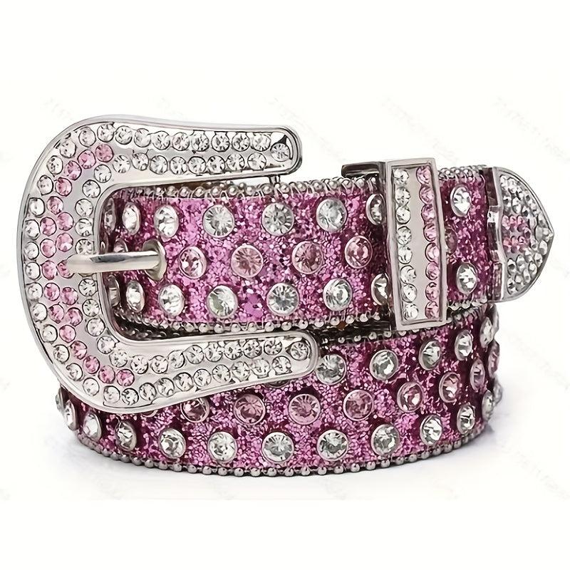 Men's Water Drill Leather Belt Needle Buckle Inlaid Waist Belt