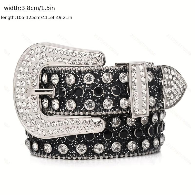 Men's Water Drill Leather Belt Needle Buckle Inlaid Waist Belt