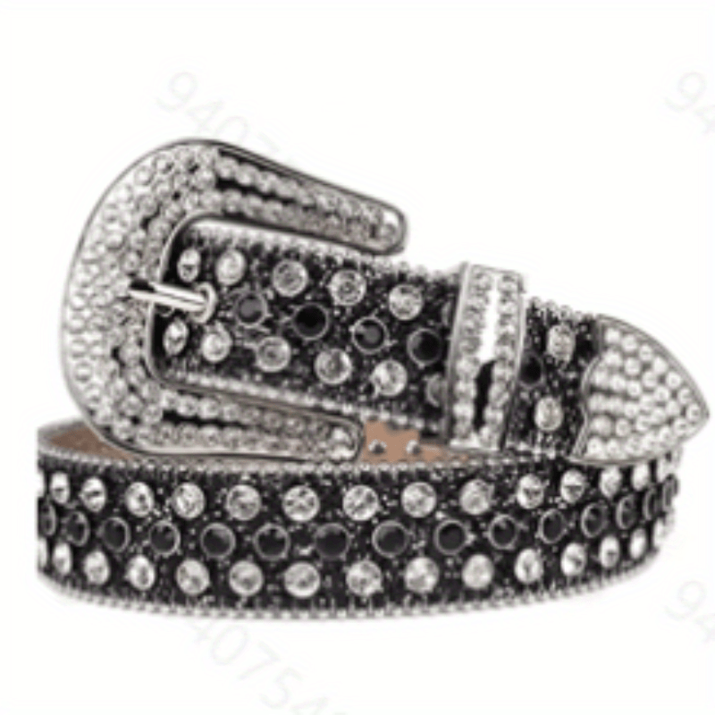 Men's Water Drill Leather Belt Needle Buckle Inlaid Waist Belt