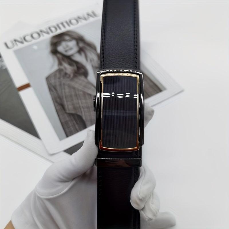 Men's Leather Belt Automatic Buckle Business Waist Strap