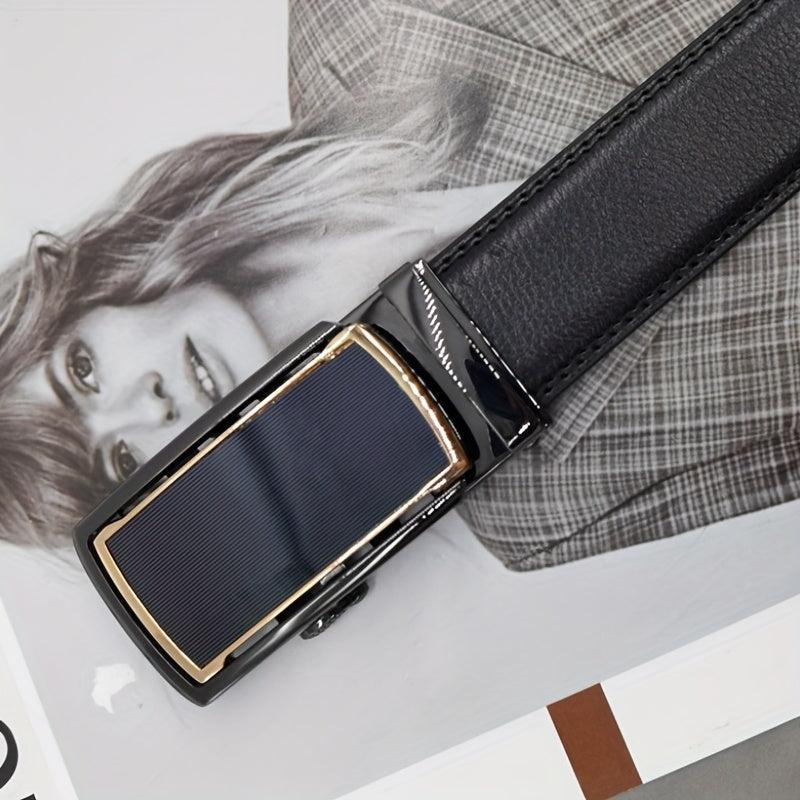 Men's Leather Belt Automatic Buckle Business Waist Strap
