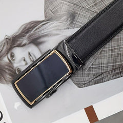 Men's Leather Belt Automatic Buckle Business Waist Strap