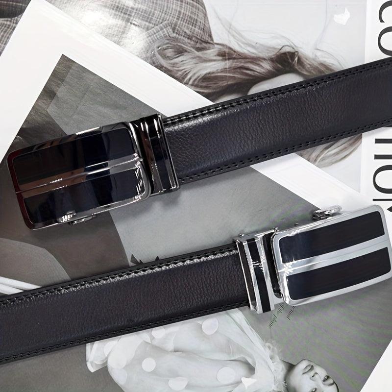 Men's Leather Belt Automatic Buckle Business Suit Waist Strap