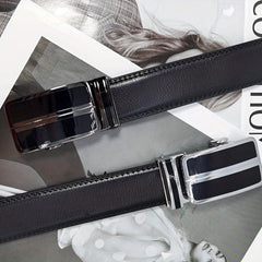 Men's Leather Belt Automatic Buckle Business Suit Waist Strap