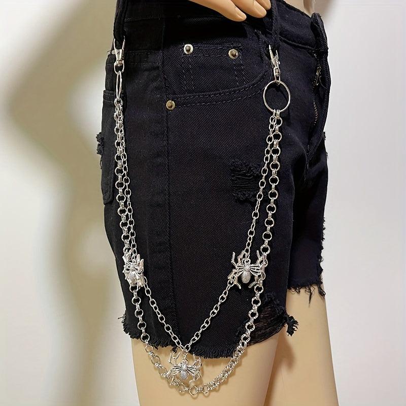 Men's Pants Chains Spider Decoration Layered Hip Hop Pants Chains