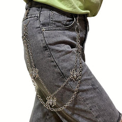 Men's Pants Chains Spider Decoration Layered Hip Hop Pants Chains