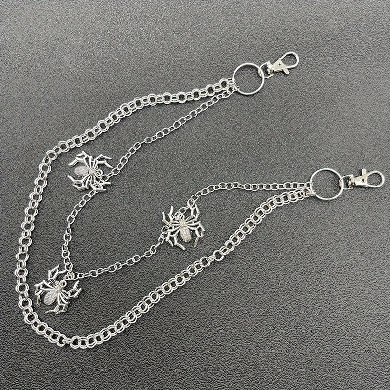 Men's Pants Chains Spider Decoration Layered Hip Hop Pants Chains