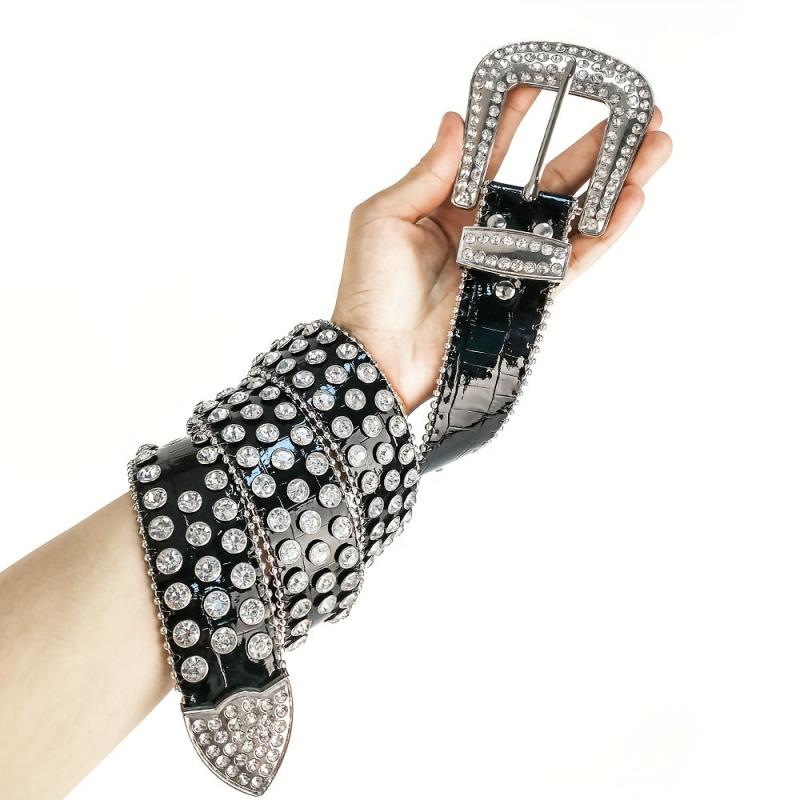 Rhinestone Jeans Belt Casual Decorative For Men