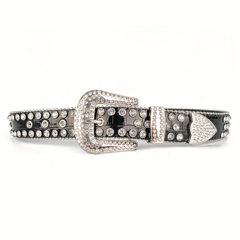 Rhinestone Jeans Belt Casual Decorative For Men