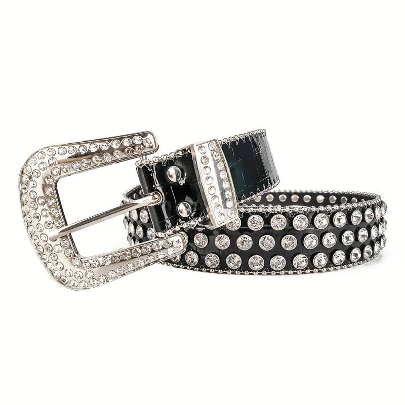 Rhinestone Jeans Belt Casual Decorative For Men