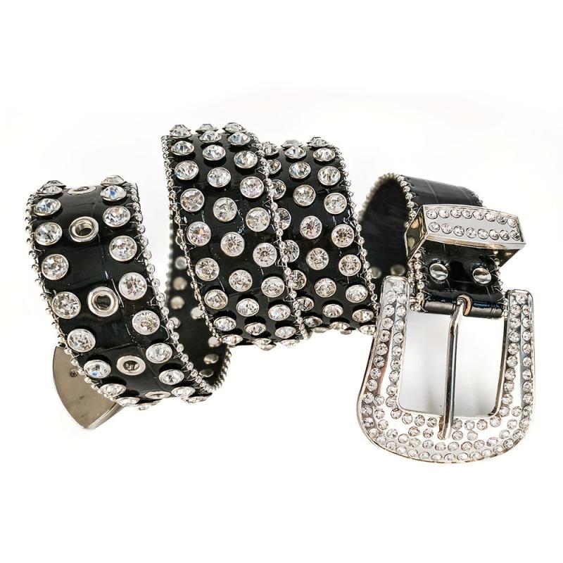 Rhinestone Jeans Belt Casual Decorative For Men