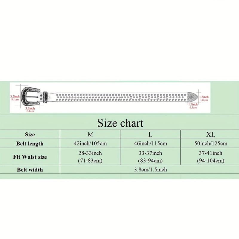 Rhinestone Jeans Belt Casual Decorative For Men