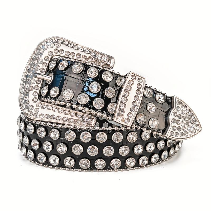 Rhinestone Jeans Belt Casual Decorative For Men