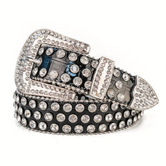 Rhinestone Jeans Belt Casual Decorative For Men
