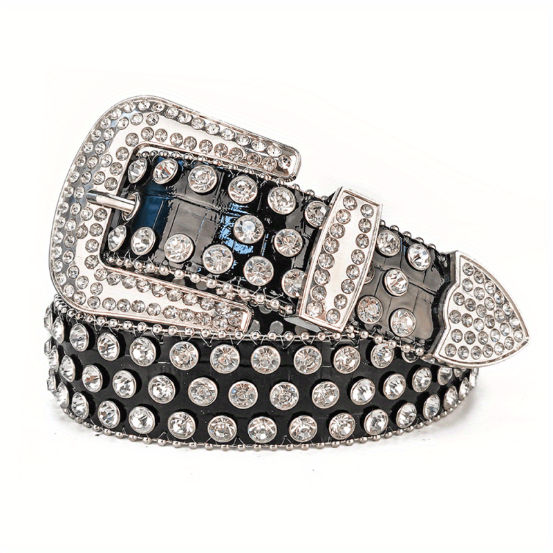 Rhinestone Jeans Belt Casual Decorative For Men
