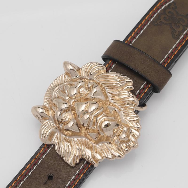 Men's Lion Head Buckle Belt Outdoor Party Holiday