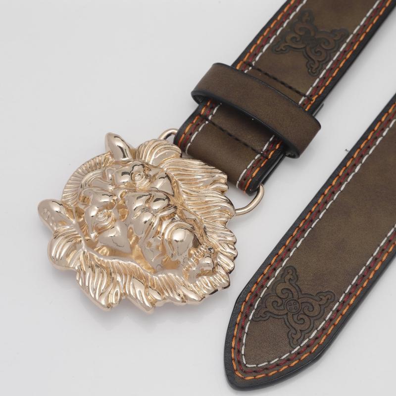 Men's Lion Head Buckle Belt Outdoor Party Holiday