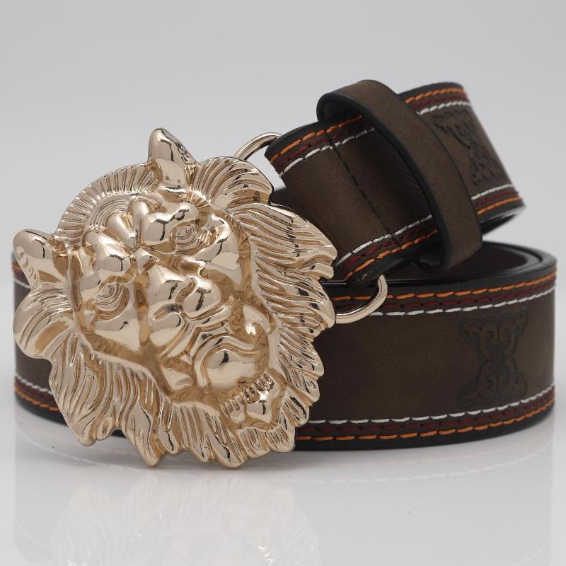 Men's Lion Head Buckle Belt Outdoor Party Holiday