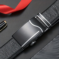 Men's Cowhide Automatic Buckle Business Casual Leather Belt