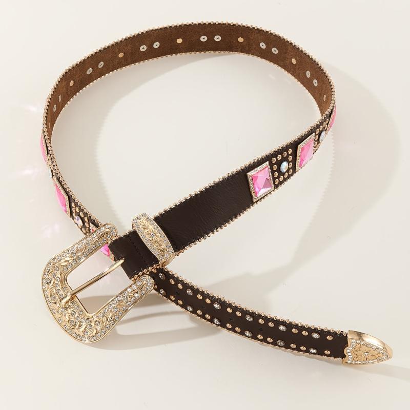 Men's Rhinestone PU Leather Belt for Holiday Party