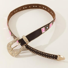 Men's Rhinestone PU Leather Belt for Holiday Party