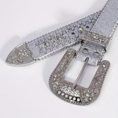 Punk Style Wide Leather Belt with Flower Alloy
