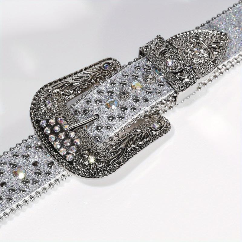 Punk Style Wide Leather Belt with Flower Alloy