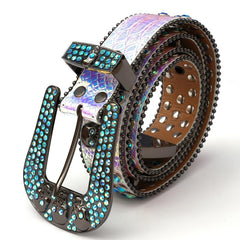 Men's Skull Rhinestone Belt Metal Buckle Bling Punk Western Cowboy