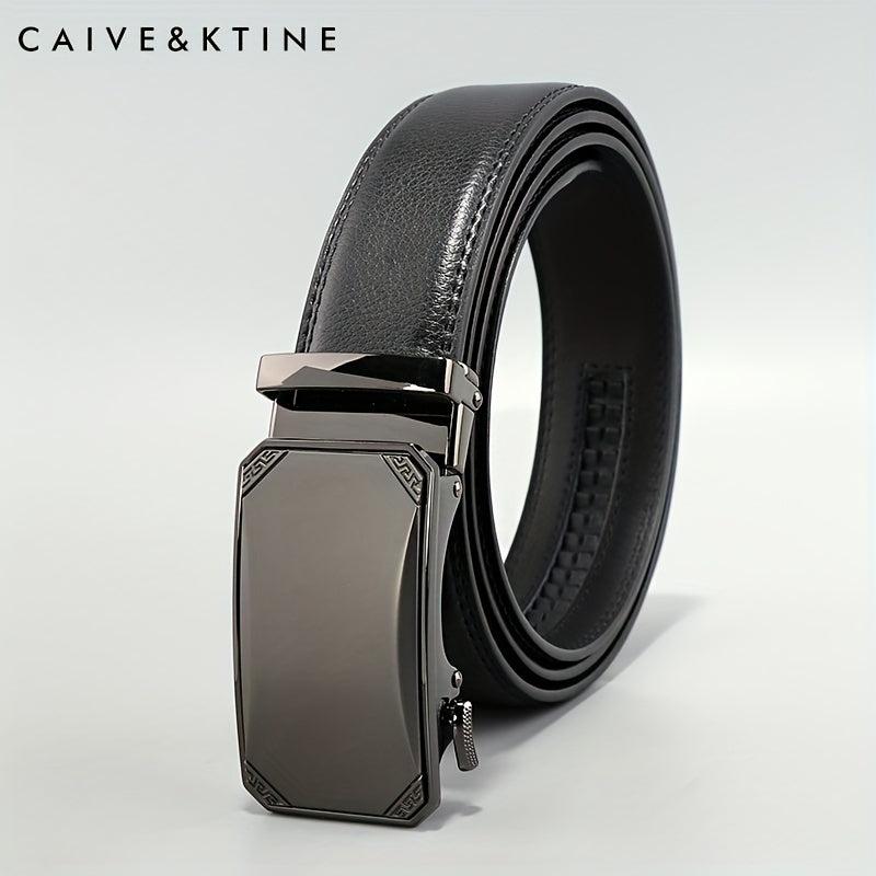 Men's Cowhide Leather Belt Automatic Buckle Business Casual Pants Belt