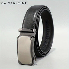 Men's Cowhide Leather Belt Automatic Buckle Business Casual Pants Belt