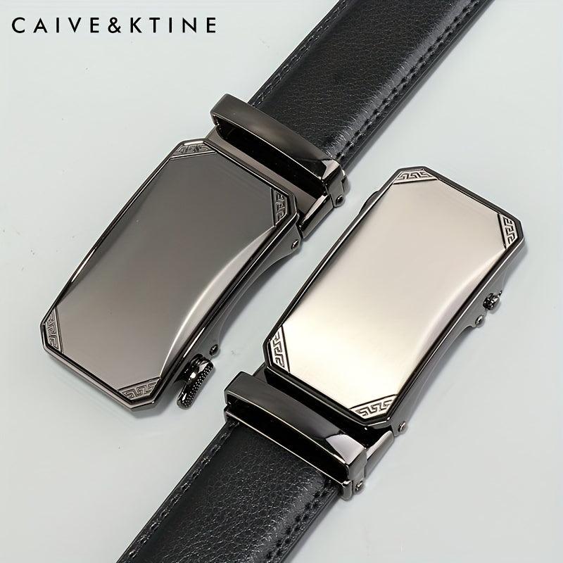 Men's Cowhide Leather Belt Automatic Buckle Business Casual Pants Belt