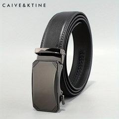Men's Cowhide Leather Belt Automatic Buckle Business Casual Pants Belt