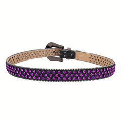 Purple Rhinestone Cowboy Belt Men Women Bling Crystal Studded Jeans Party