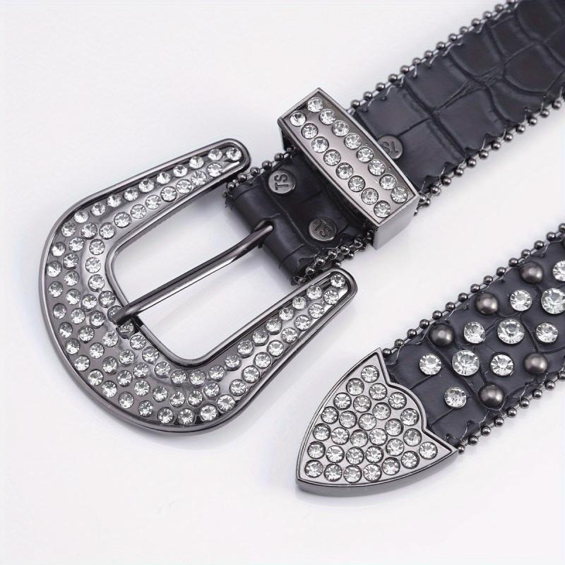 Hip Hop Street Style Diamond Inlaid Leather Belt for Men and Women