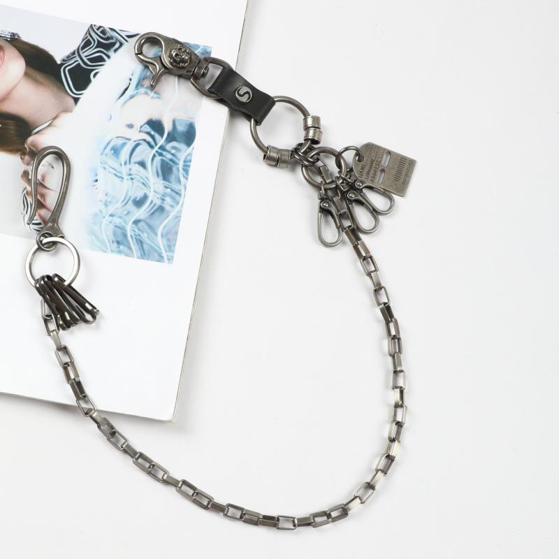 Men's Punk Hip Hop Skull Plaid Waist Chain