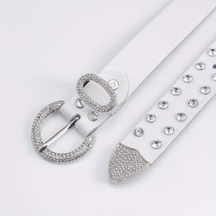 Men's 44in PU Leather Colorful Faux Diamond Belt Waist Strap