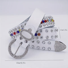 Men's 44in PU Leather Colorful Faux Diamond Belt Waist Strap