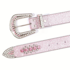 Pink Rhinestone Skull Waist Belt Men's And Women's Belt