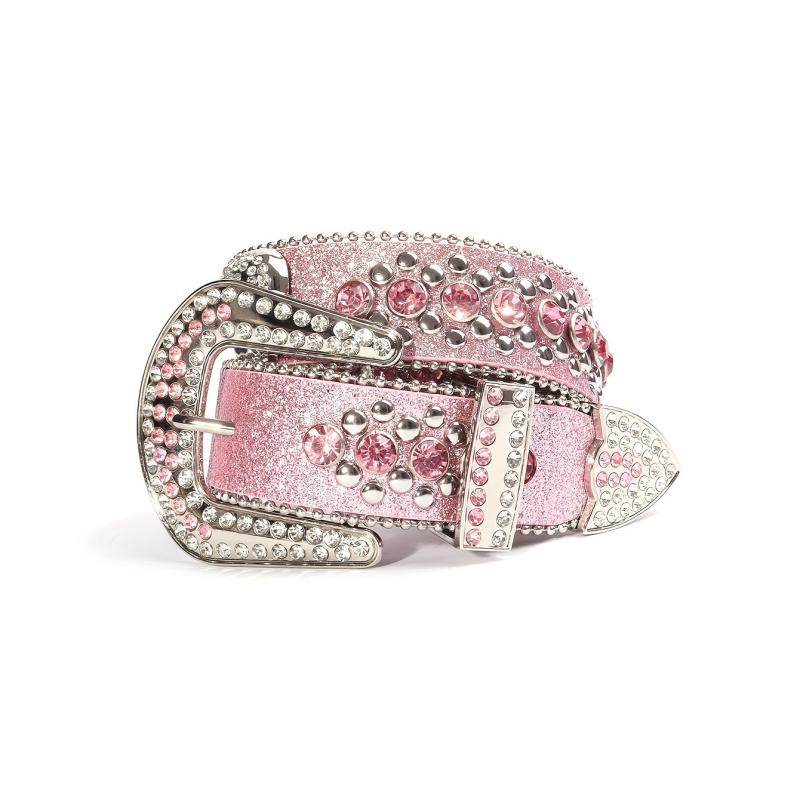 Pink Rhinestone Skull Waist Belt Men's And Women's Belt