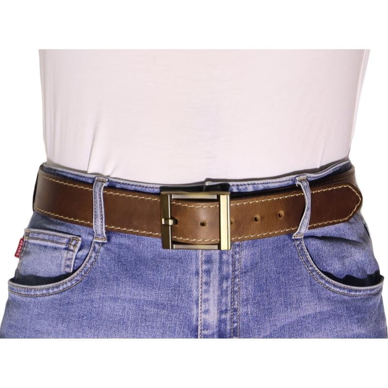 Antique Bronze Square Buckle Width 40mm Casual Leather Belt