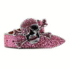 Skull High end Gun Glass Inlaid Diamond Alloy PIN Silver Street Style