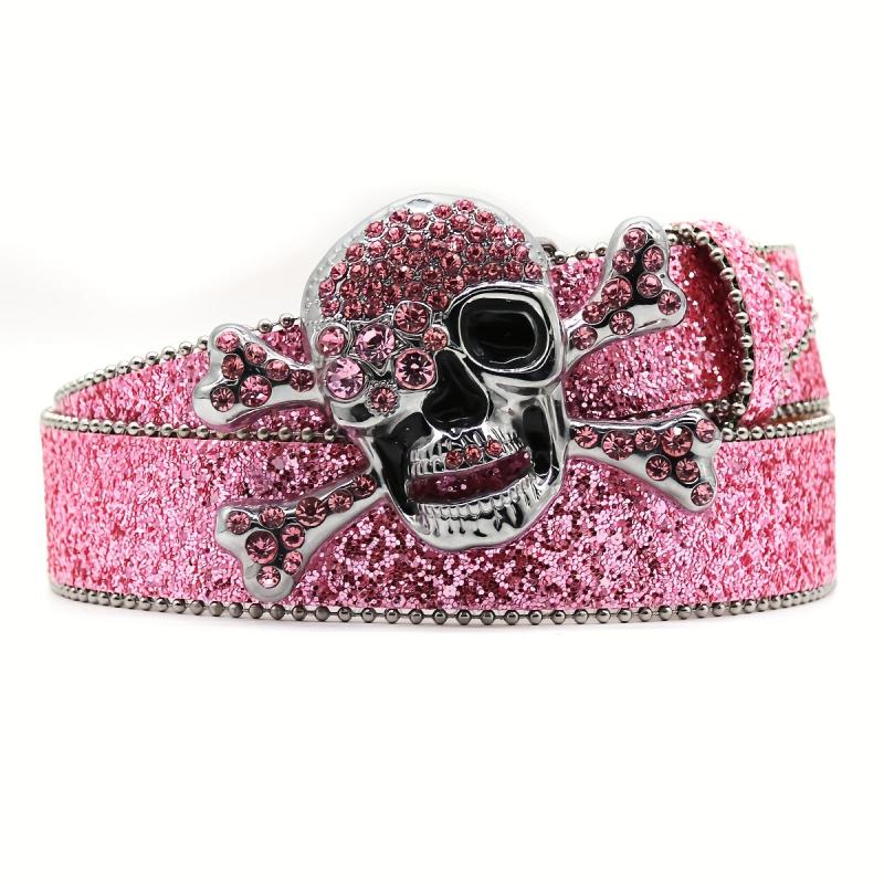 Skull High end Gun Glass Inlaid Diamond Alloy PIN Silver Street Style