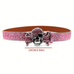 Skull High end Gun Glass Inlaid Diamond Alloy PIN Silver Street Style