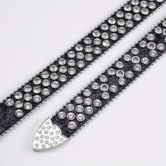Glam Rhinestone Leather Belt Hip Hop Style