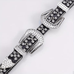 Glam Rhinestone Leather Belt Hip Hop Style